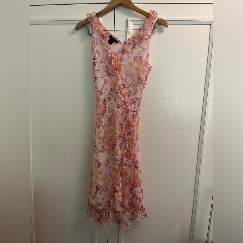 Silk peach floral dress size small